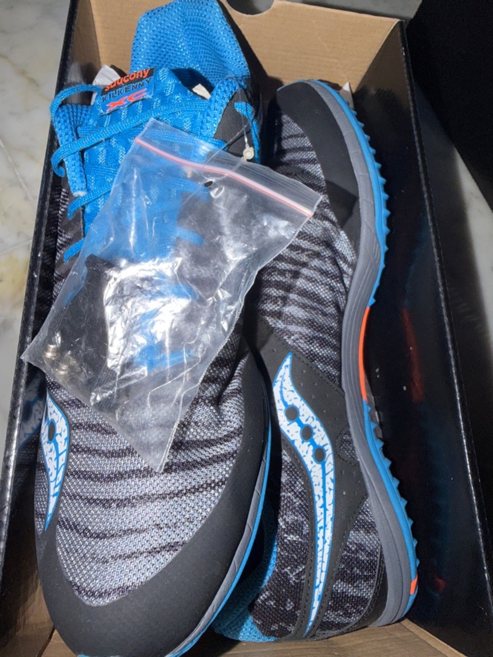 Saucony Running Shoes in Blue and Gray with Orange Accent